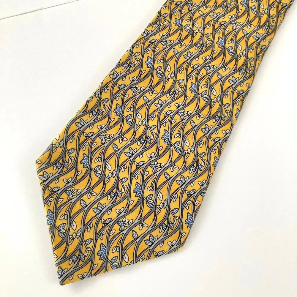 Cocktail Colors Yellow 100% Silk Vine Novelty Print Tie Nature Gift Gardener